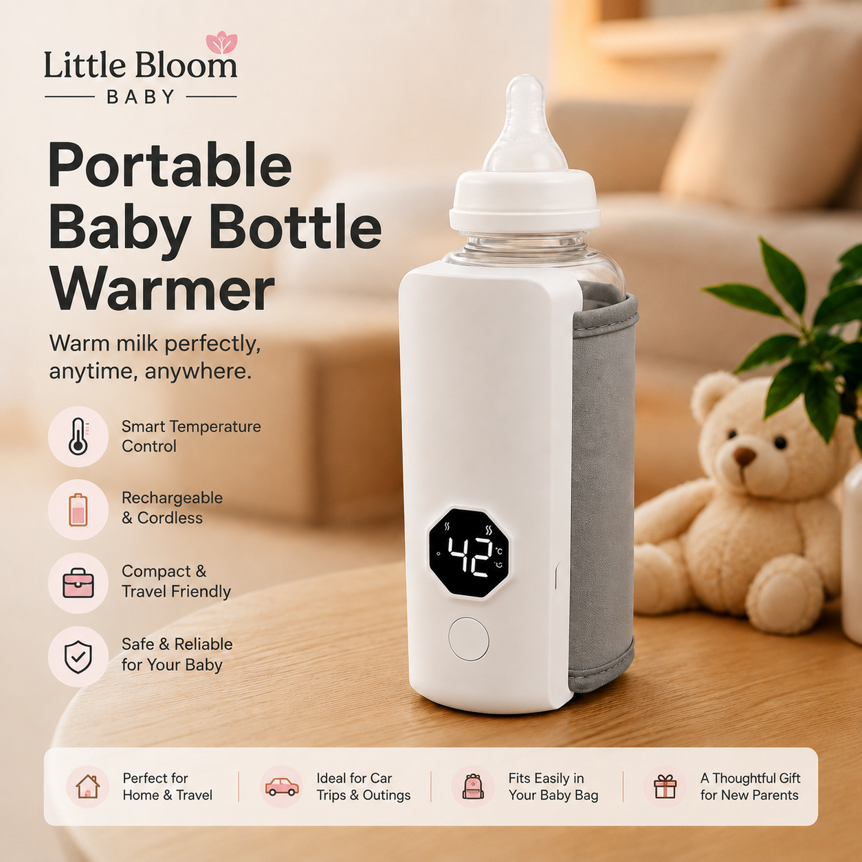 Little Bloom™ Portable Baby Bottle Warmer
